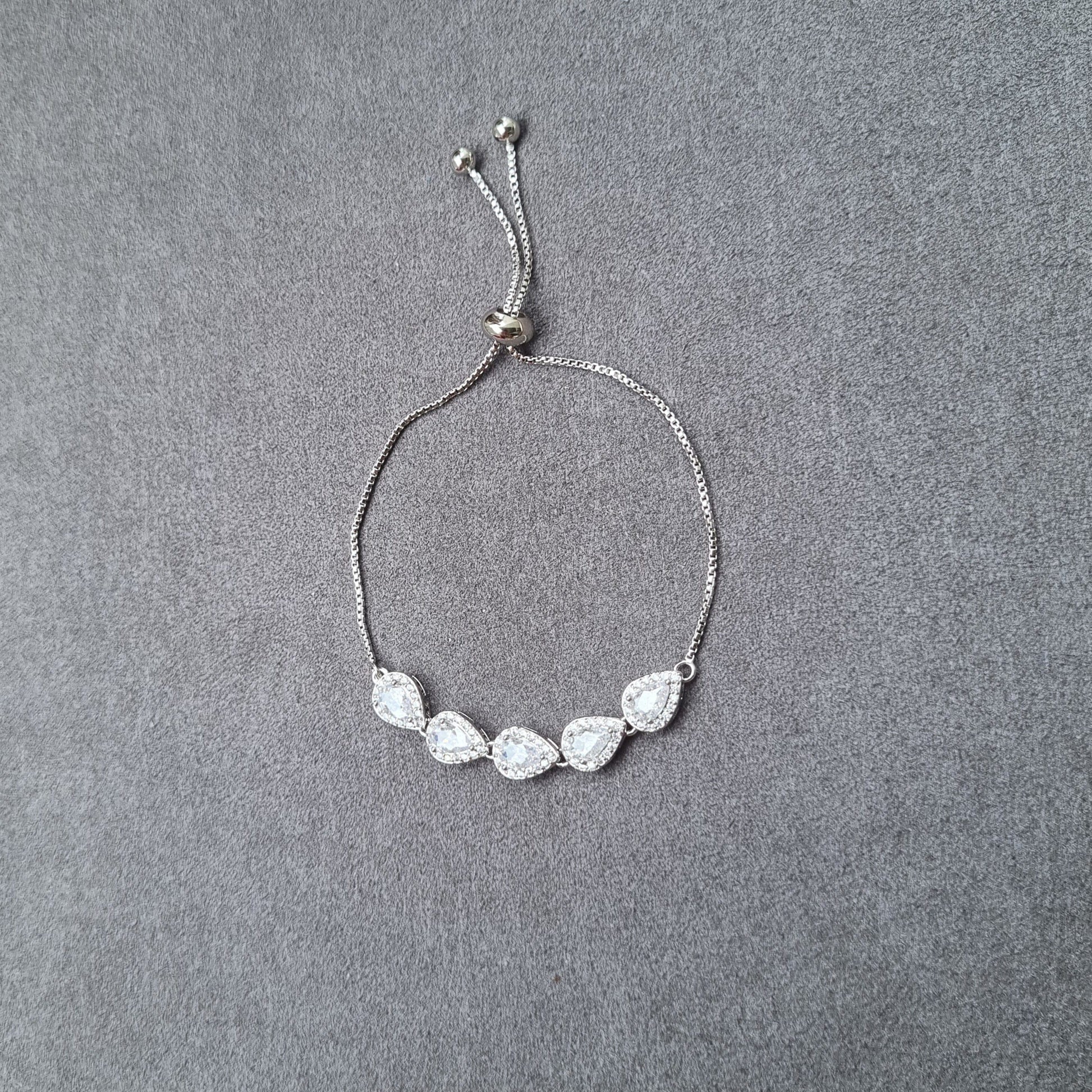 DROP-SHAPED CUBIC ZIRCONIA ADJUSTABLE BRACELET [S]B097 - Pastels
