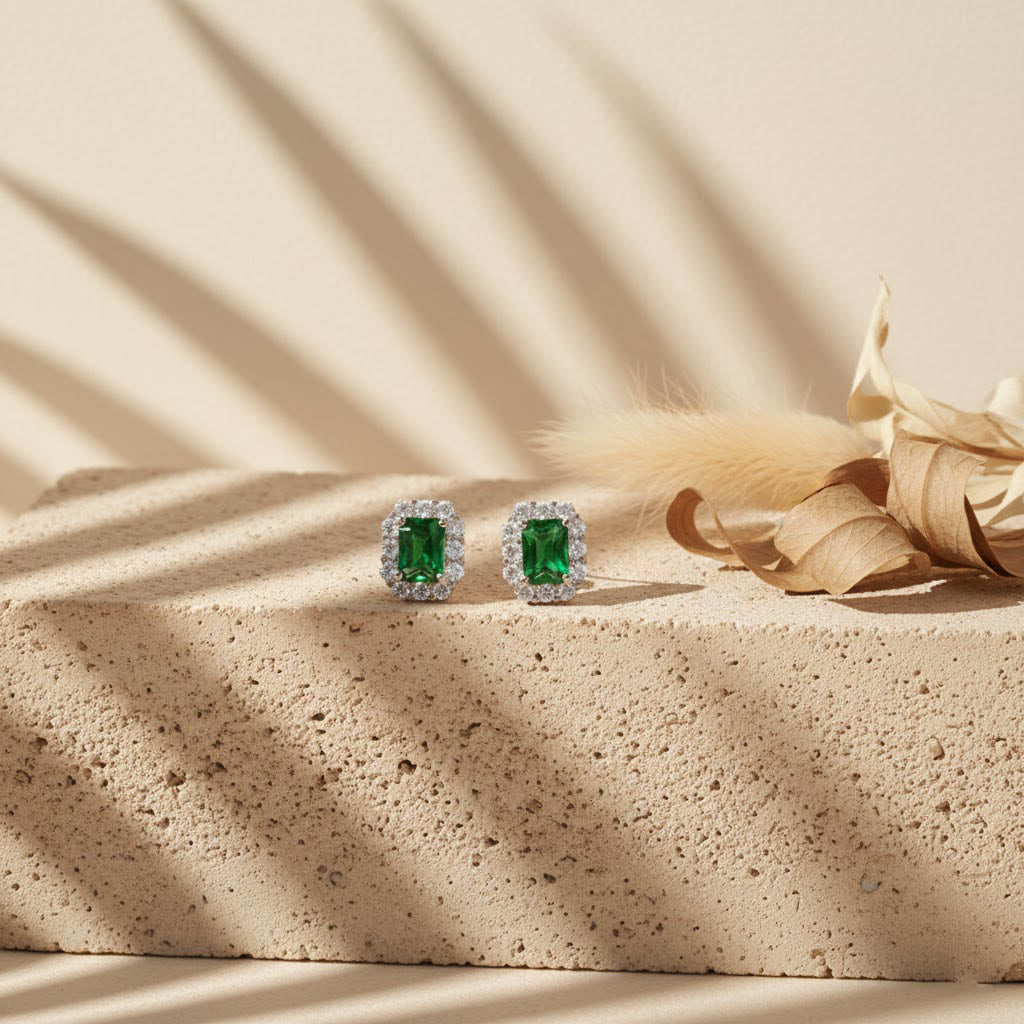 Jade-Glow Diamond-Rim Earrings [S]E537 - Pastels