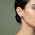 Jade-Glow Diamond-Rim Earrings [S]E537 - Pastels