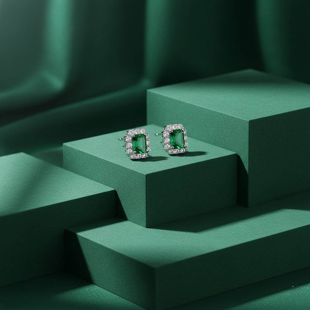 Jade-Glow Diamond-Rim Earrings [S]E537 - Pastels