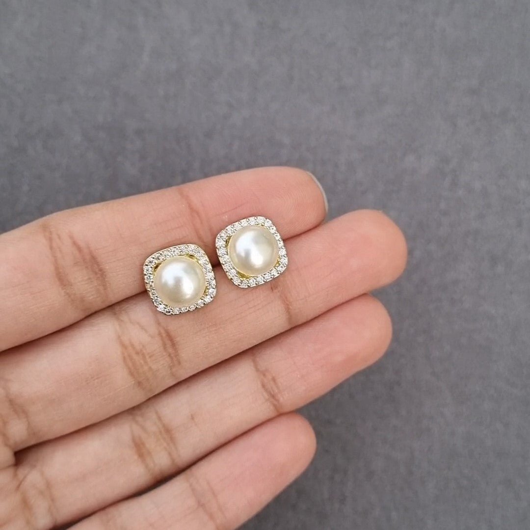 Pearl-Glimmer Square Earrings [H]E564 - Pastels