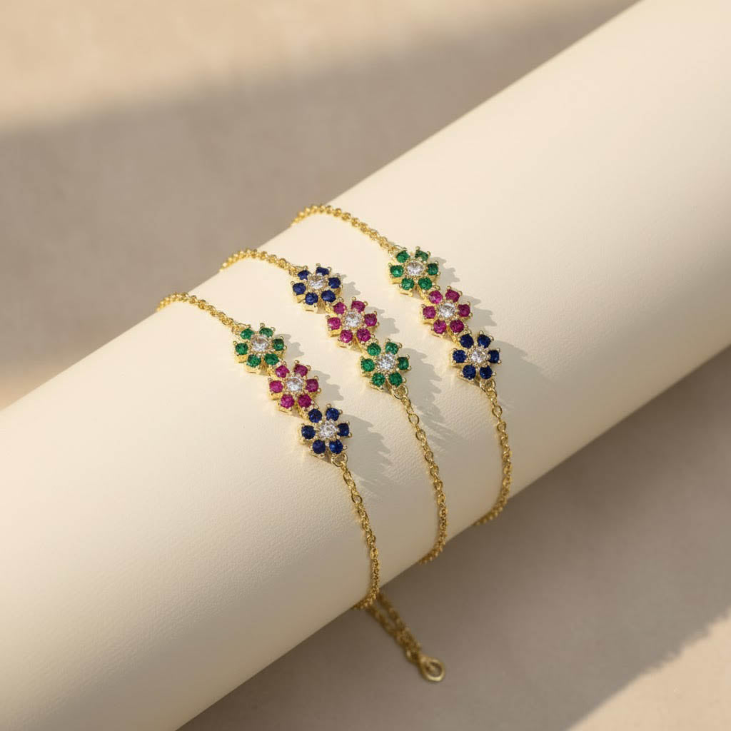 GEMSTONE FLORAL BRACELET B011