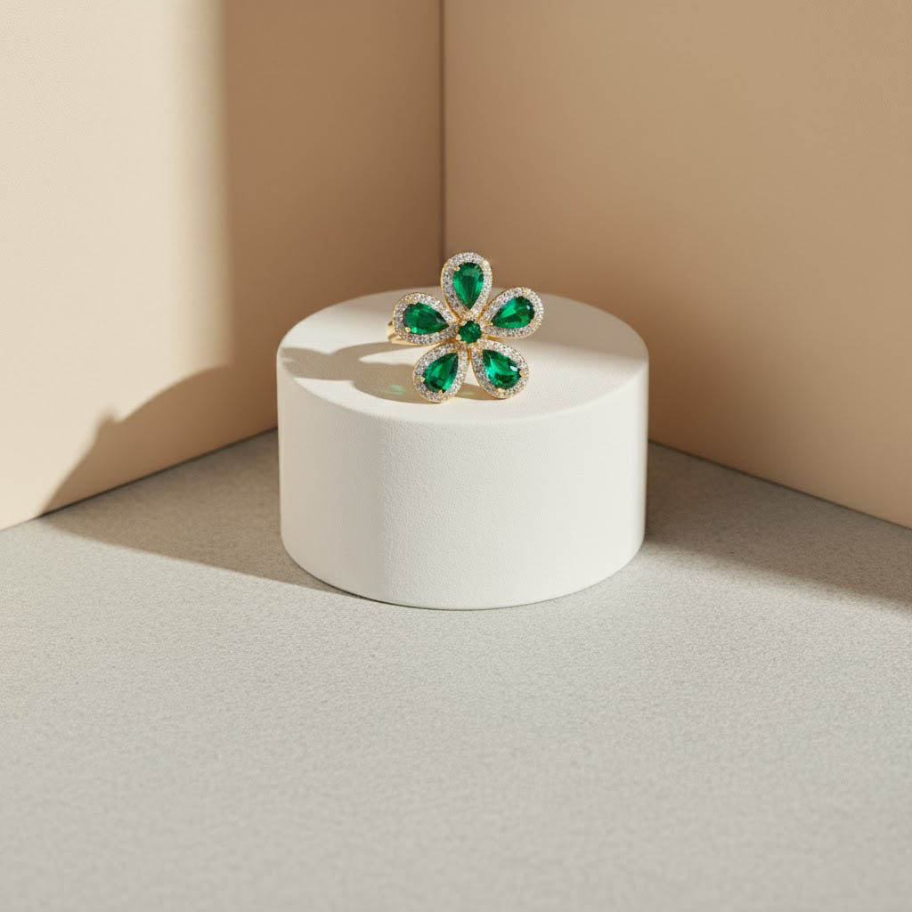 FLORAL FANTASY GREEN RING [H]R098
