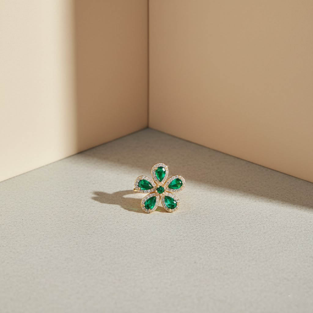 FLORAL FANTASY GREEN RING [H]R098